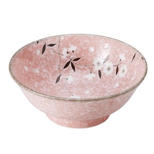 ピンク桜 6.8高台ラーメン丼 [minoware Mino ware 美濃焼]
