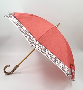 裾切り継ぎ　刺繍　エスクール　刺繍　晴雨兼用傘ショート傘