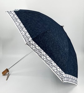 裾切り継ぎ刺繍　エスクール　刺繍　晴雨兼用傘折りたたみ傘
