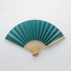 Folding Fan Moss Green Made in Japan Kyoto Both Sides Compact GREEN