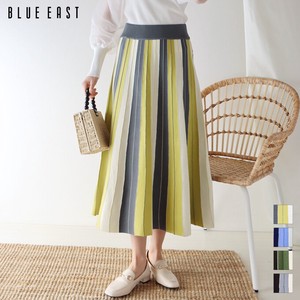 Spring Color Stripe Multi Color Scheme Knitted Skirt