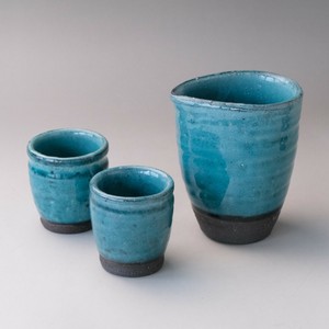 ブルー粉引　冷酒器揃　美濃焼（日本製）