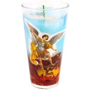 無煙 キャンドル 『聖ミカエル（サンミゲル大天使）-Saint Michael-』 ろうそく　グラス型　アメリカン雑貨