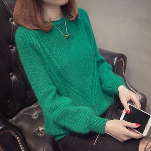 Sweater/Knitwear Plain Color Long Sleeves Tops Ladies Cut-and-sew NEW Autumn/Winter