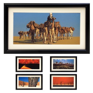 ロングポストカード入り額縁 カラー写真「砂漠」 壁掛け マット付き フォトフレーム