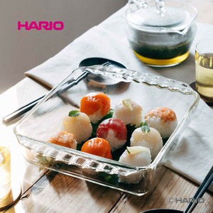 『HARIO』日本製　耐熱ガラス製スクエア皿1300/2000　HKOZ-130/200-BK（ハリオ）