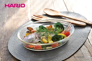 『HARIO』日本製　耐熱ガラス製オーバル皿1100 HOV-110-BK（ハリオ）
