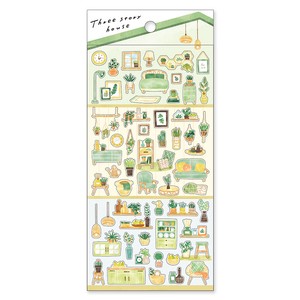 Three Story House Sticker 81162 green body size :H175 x W90 mm
