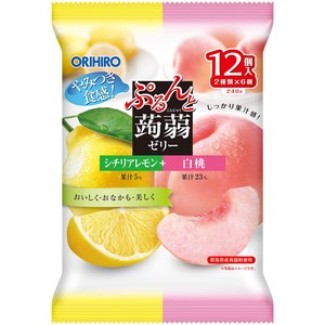 ぷるんと蒟蒻ゼリーパウチ　シチリアレモン＋白桃　12個