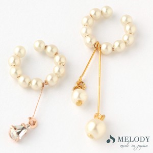 Clip-On Earrings Gold Post Pearl Earrings Ear Cuff Jewelry Made in Japan