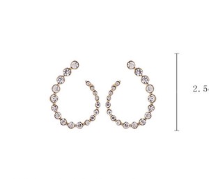 Ladies Rhinestone Round Design Pierced Earring Earring 4 4 6