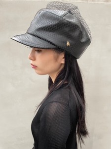 UC-093 FAUX LEATHER TULLE SIMPLE CASQUETTE　フォウレザーチュールシンプルキャスケット