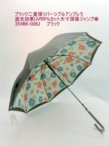 春夏新作）晴雨兼用・長傘　ブラック二重張リバーシブルアンブレラ遮光効果UV99%カット大寸深張ジャンプ傘