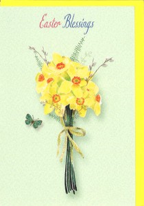 グリーティングカード イースター「花束と蝶」 メッセージカード イラスト