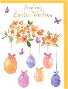 グリーティングカード イースター「お花とエッグ」 メッセージカード イラスト