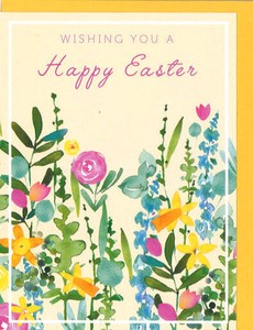 グリーティングカード イースター「カラフルな花」 メッセージカード イラスト