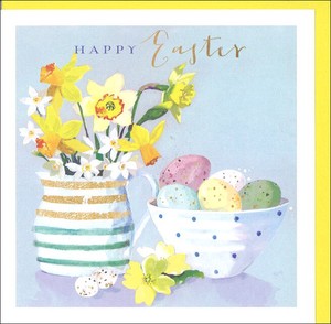 グリーティングカード イースター「花瓶とエッグ」 メッセージカード イラスト