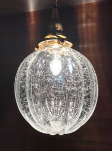 麻炭ガラス・ランプシェード(大)／透明クリア 球体 E17ソケット