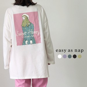 【easy as nap】 Sweet Honey プリント 前後差ロングTシャツ