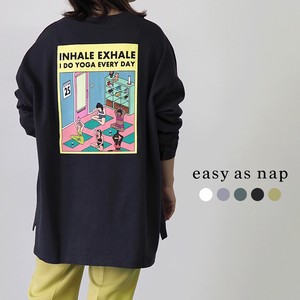 【easy as nap】 I DO YOGA 転写 プリント 前後差ロングTシャツ