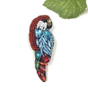 Brooch Beads Rhinestone Parakeet Colorful