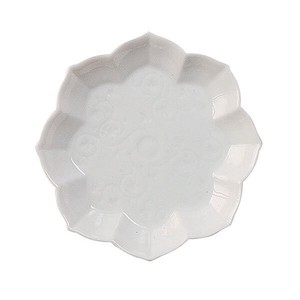八稜鏡細工小皿白磁 白系 和食器 小皿 日本製 美濃焼 おしゃれ モダン