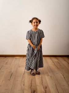One-piece Dress Black Checkered Kids