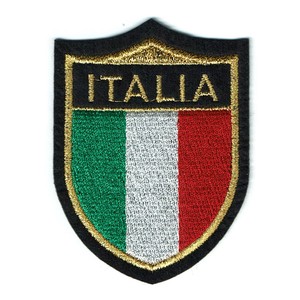 ワッペン エンブレム    イタリア国旗 Italia ゴールド アイロン アメリカ 雑貨 カワイイ おしゃれ