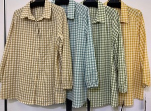 Button Shirt/Blouse Tunic Checkered