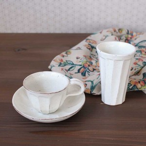 「毎日使う器」　手彫粉引　コーヒー碗皿／陶コップ
