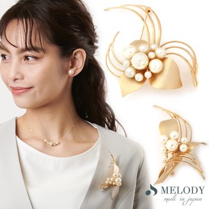 Made in Japan made Brooch pin Pearl Flower Flower Metal Brilliant Elegance Elegant 73