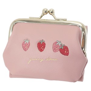 Deux Gamaguchi Three Compact Wallet Strawberry Embroidery