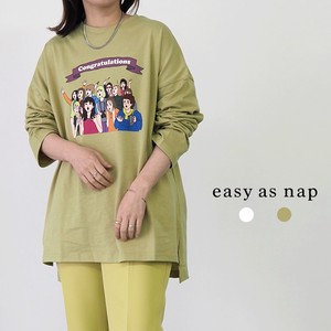 【easy as nap】 Congratulations 転写 プリント 前後差ロングTシャツ