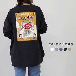 HAPPY BOOK プリント 前後差ロングTシャツ 【easy as nap】