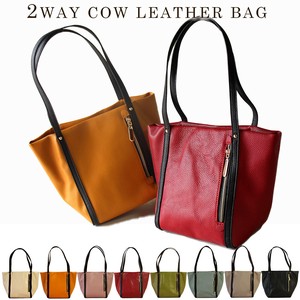 Shoulder Bag Cattle Leather Bicolor Lightweight Back Genuine Leather 2-way