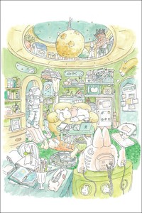 ポストカード イラスト かわいみな「月とうさぎの部屋」 郵便はがき メッセージカード