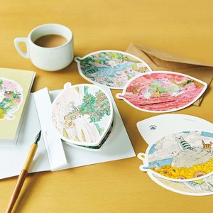【K】日本画家　久保智昭さんとつくった　猫とお花の季節のダイカットポストカードブック
