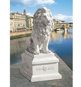 フィレンツェのライオン像 と台座彫刻 彫像/ 玄関 パティオ 守護彫刻 シニョリーア広場（輸入品）