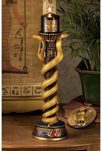 古代エジプト コブラの女神 蛇（スネーク）祭壇 燭台とキャンドル 彫像 彫刻/神殿 ファラオ（輸入品