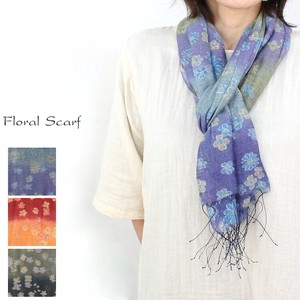 Thin Scarf Silk Floral Pattern Rayon