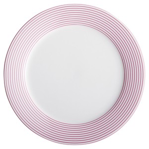 美浓烧 大餐盘/中餐盘 粉色 横条纹 日本制造
