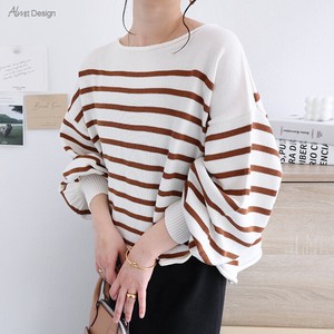Sweater/Knitwear Plainstitch Knitted Long Sleeves Tops Border