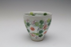 女性に大人気★ 工房「ゆずりは」の【緑彩小紋　湯呑】