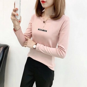 T-shirt Ladies Long Sleeve A/W Cotton Blended Fabric A4 40