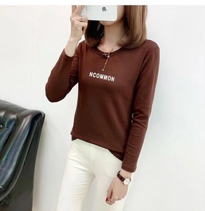 T-shirt Ladies Long Sleeve A/W Cotton Blended Fabric A4 4 1