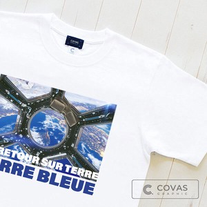 ユニセックス・プリントTシャツ　"青の地球"　ホワイト　半袖 Tシャツ