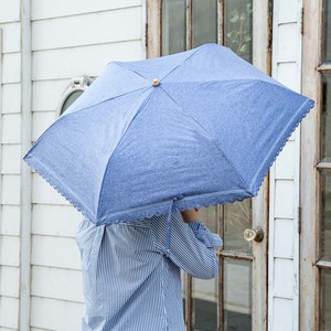 Denim Border Parasol 折 50cm レディース 遮光＆遮熱 日傘 晴雨兼用傘
