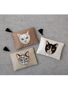 Cat Embroidery Flat Pouch 3 Color 42 1 913