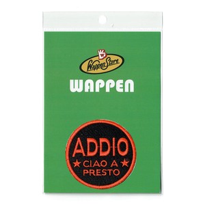 ワッペン Addio(ブラック&オレンジ/ラウンド) MTW-061 アイロン アメリカ 雑貨 カワイイ おしゃれ