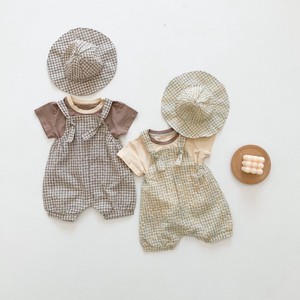 Checkered Hats & Cap Overall Shirt Set Baby Newborn Kids 2